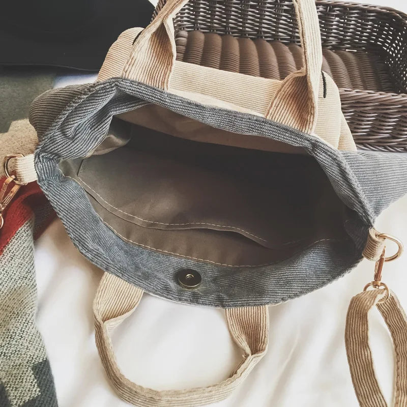 Pug Dog Corduroy Messenger Bag - Casual Travel Totes Shoulder Bags