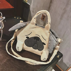 Pug Dog Corduroy Messenger Bag - Casual Travel Totes Shoulder Bags