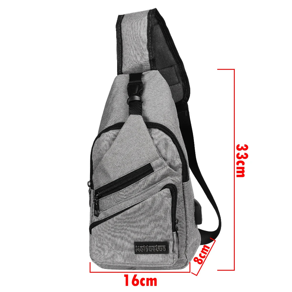 Arrival Men's Shoulder Bag USB Charging Crossbody Anti Theft Chest Bag