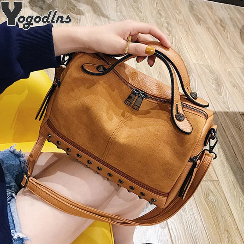 Nubuck PU Leather Handbags for Women Casual Shoulder Bag Tote Crossbody Bag