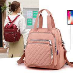Women's Waterproof Nylon Shoulder Bag Travel Backpack