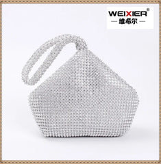 Women Evening Bags Diamond Rhinestones Clutches Silver Crystal Wedding Party
