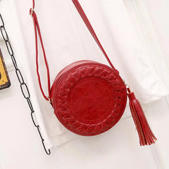 Arrival Women Bag PU Leather Shoulder Bag Tassel Round Vintage Beach Bag