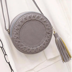 Arrival Women Bag PU Leather Shoulder Bag Tassel Round Vintage Beach Bag