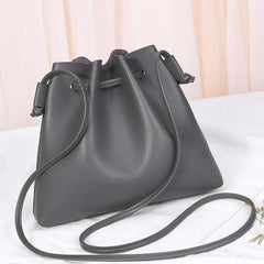 Women Messenger Bag PU Leather Handbag Solid Tassel Bucket Shoulder Bag