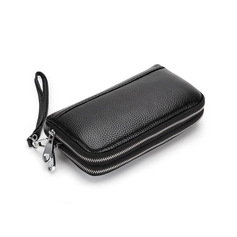 Leather Women Clutch Wallet Large Capacity Zipper Purse Long Style