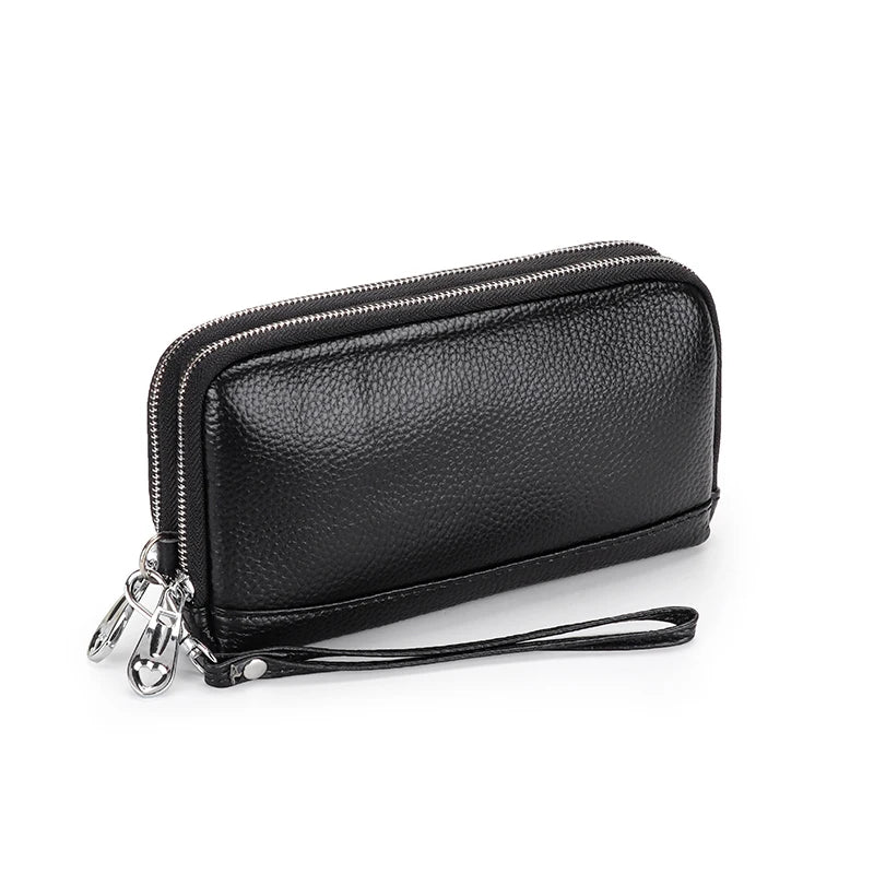 Leather Women Clutch Wallet Large Capacity Zipper Purse Long Style