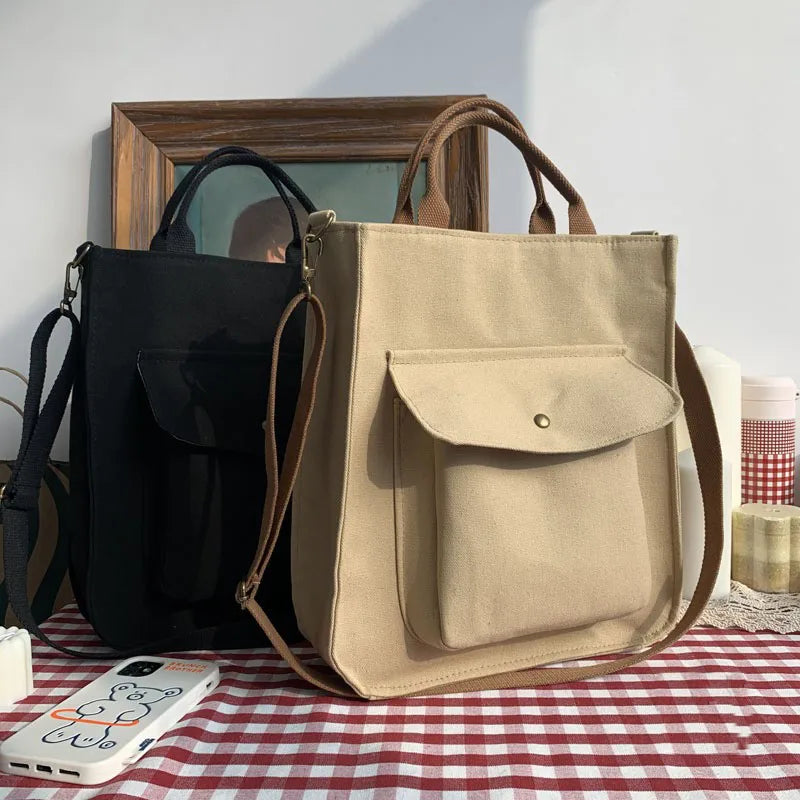 Vintage Shoulder Bag for Women with Outside Pocket