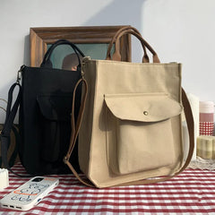 Vintage Shoulder Bag for Women with Outside Pocket