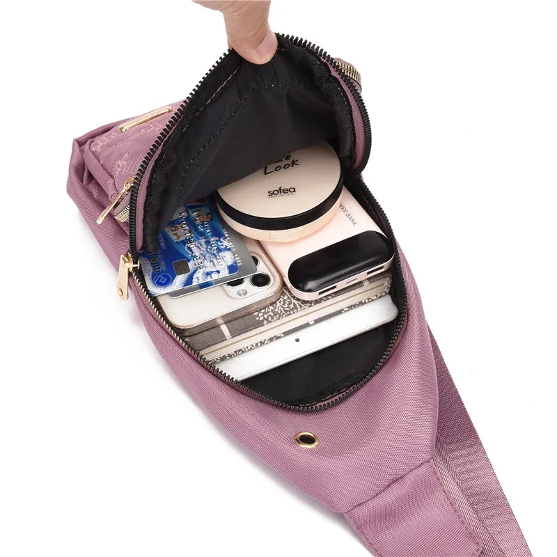 Nylon Thread Chest Waist Bags Shoulder Crossbody Packs Handbags