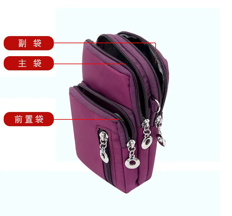 Women's Mini Crossbody Messenger Bags Nylon Arm Band Sling Packs