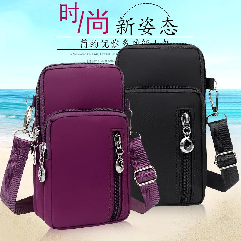 Women's Mini Crossbody Messenger Bags Nylon Arm Band Sling Packs
