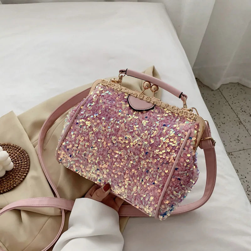 Women's Sequin Crossbody Bag Shimmery Summer Handbag