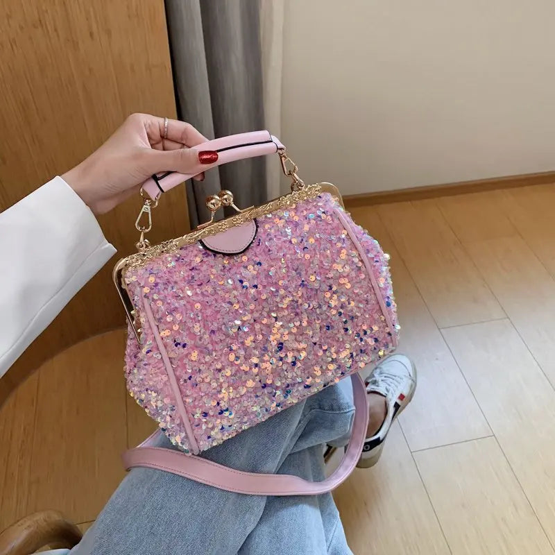 Women's Sequin Crossbody Bag Shimmery Summer Handbag