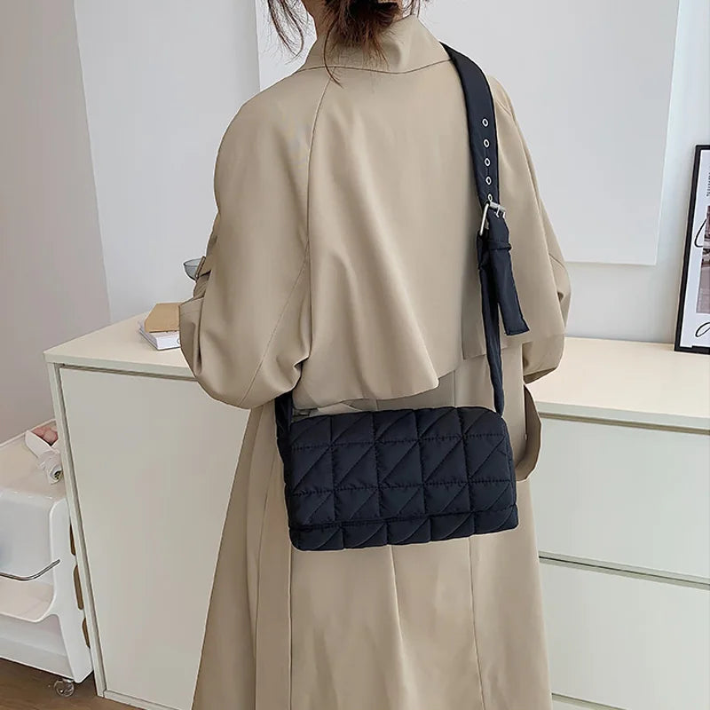 Plaid Shoulder Bag for Women Adjustable Strap Crossbody Bag