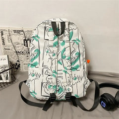 Graffiti Printed Backpack - Summer Casual High School College Student