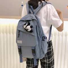 Panda Badges Backpack Women School Bag Teenage Shoulder Bag