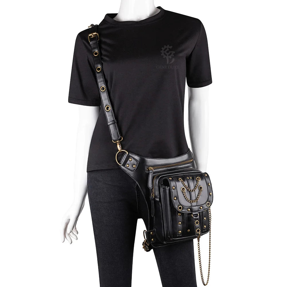 Steampunk Retro Shoulder Bag Outdoor Phone Chain Waist Fanny Pack