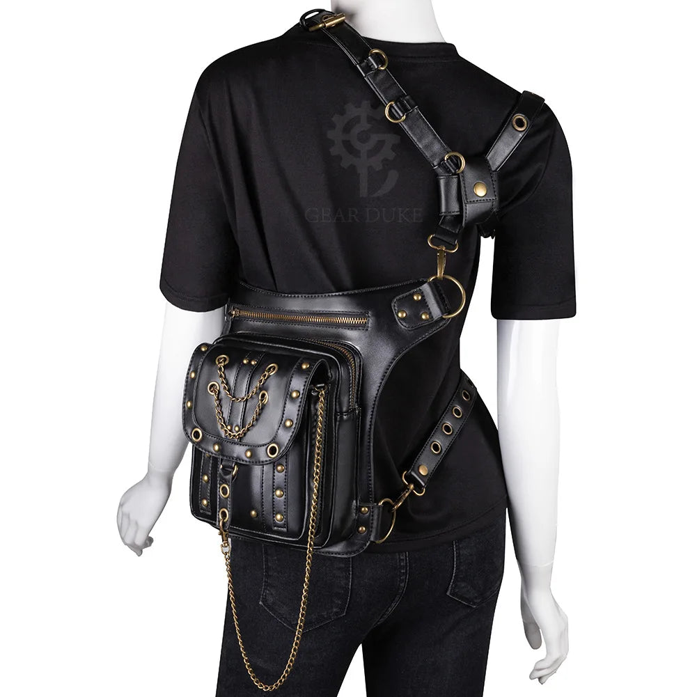 Steampunk Retro Shoulder Bag Outdoor Phone Chain Waist Fanny Pack