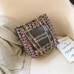 Women Chain Bucket Bag Outdoor Letter Tote Bag