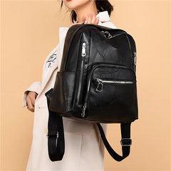 Women PU Leather Backpack Double Shoulder Bag Casual Backpack Purse