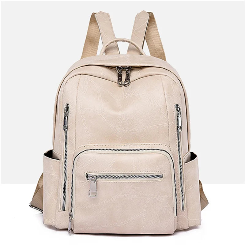 Women PU Leather Backpack Double Shoulder Bag Casual Backpack Purse