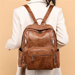 Women PU Leather Backpack Double Shoulder Bag Casual Backpack Purse