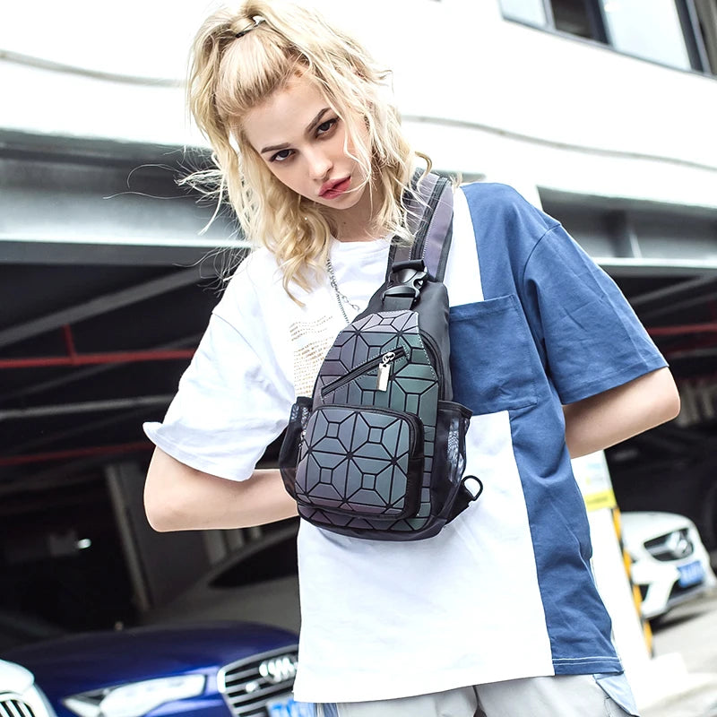 Luminous Shoulder Bag Crossbody Sling Tote Chest Bag for Women