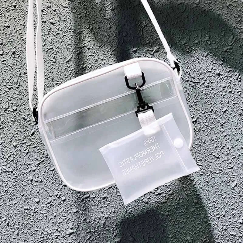 Women Shoulder Bag Transparent Beach Bag PVC Zipper Casual Messenger Bag