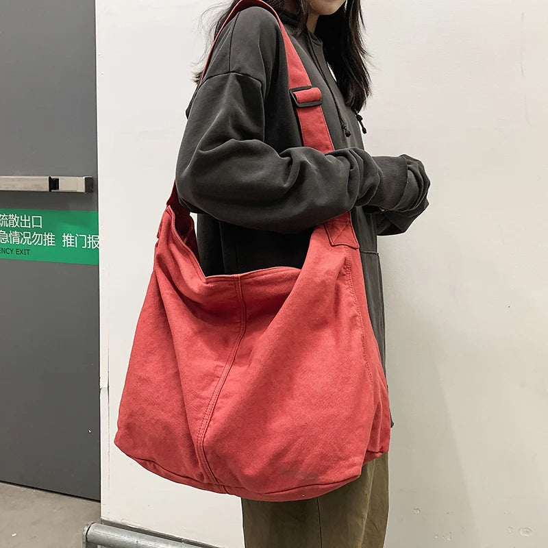 Canvas Shoulder Bag Large Capacity Handbags Female Casual Travel Bags