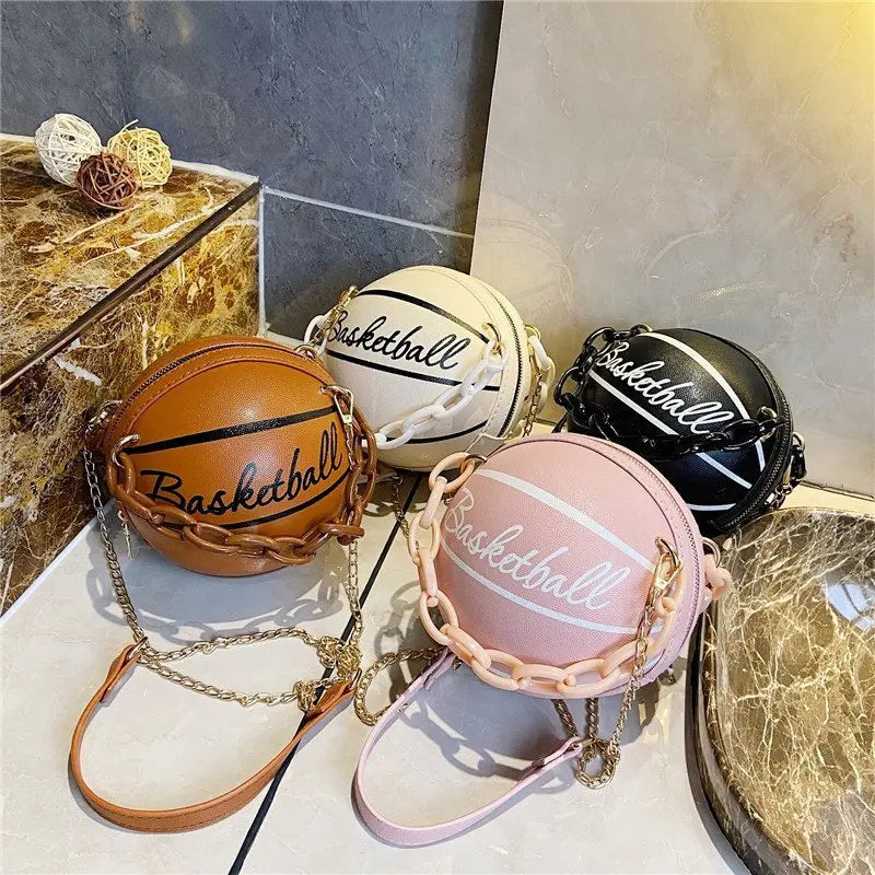 PU Leather Basketball Women's Chain Handbag Shoulder Bag