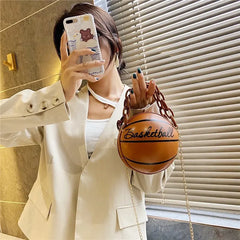PU Leather Basketball Women's Chain Handbag Shoulder Bag