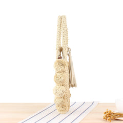 Summer Women Round Ball Bag Rattan Woven Shoulder Messenger Straw Bag