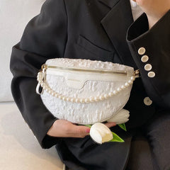 Women's Beaded Fanny Pack Soft Fabric Waist Bag Female Waist Pack