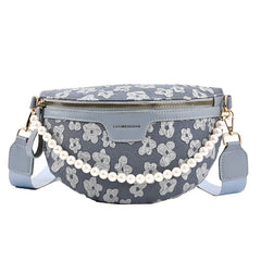 Women's Beaded Fanny Pack Soft Fabric Waist Bag Female Waist Pack