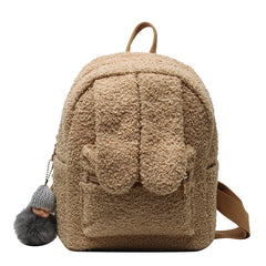 Big Ears Women's Lady Backpack Short Plush Furry Children Packsack