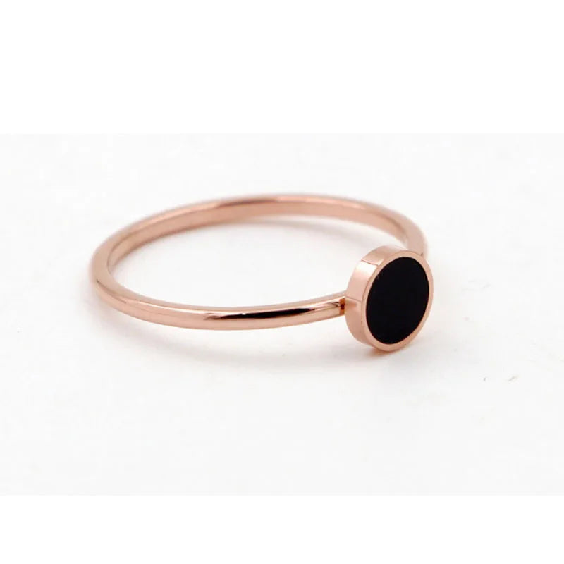 Rose Titanium Steel Circle Card Index Finger Ring