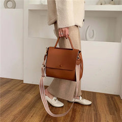 Boho Wide Straps Bag Vintage PU Leather Tote