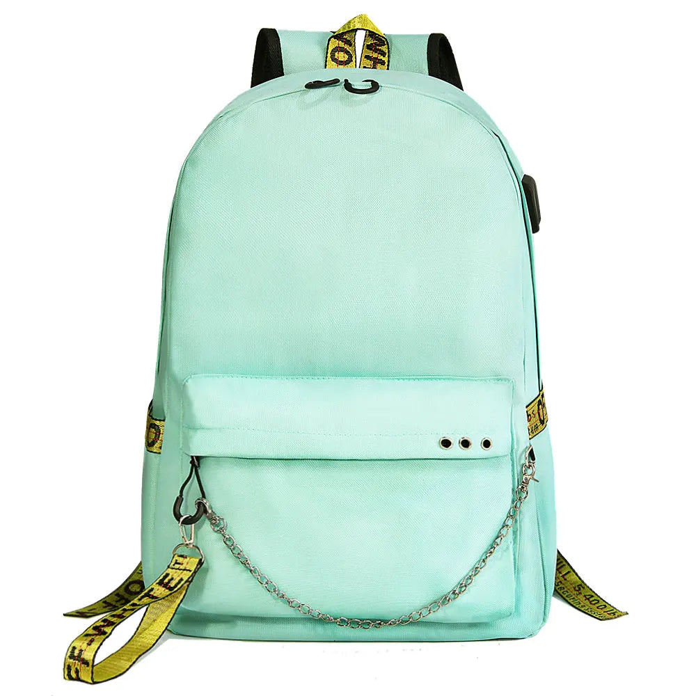 Canvas USB Laptop Backpack Kids School Book Bags
