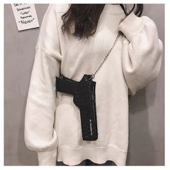 Funny Pistol Messenger Bag Childlike Chain Shoulder Purse Female