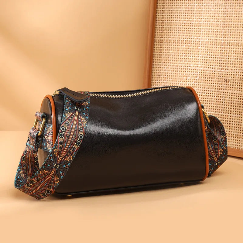 Vintage Leather Sling Messenger Bag for Women