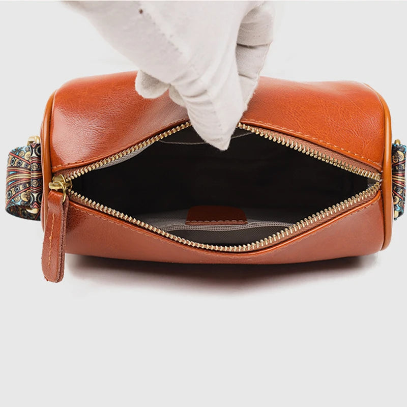 Vintage Leather Sling Messenger Bag for Women