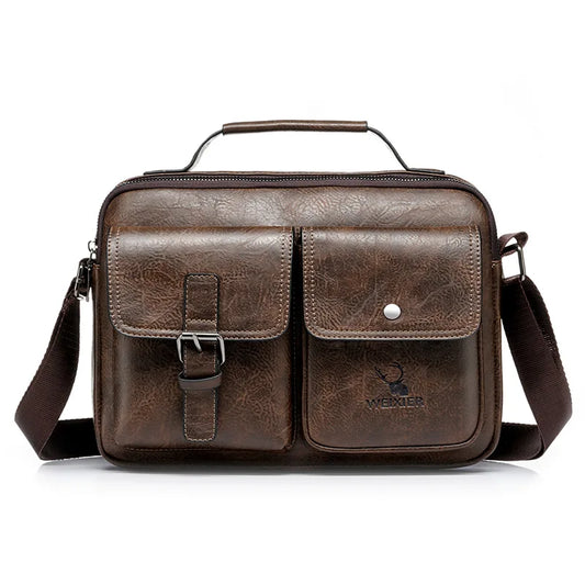 Men PU Leather Shoulder Messenger Bag Vintage Crossbody Tote Waterproof