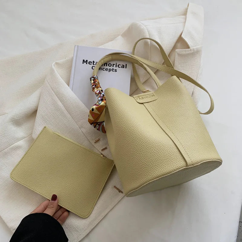 High-capacity Silk Scarf Bucket Bag for Women