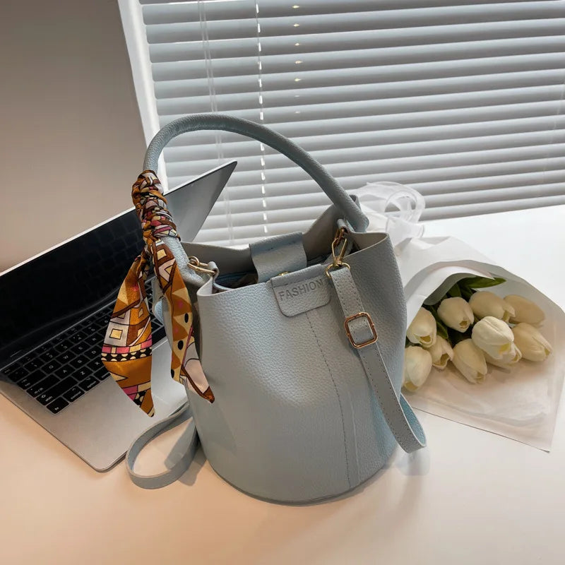 High-capacity Silk Scarf Bucket Bag for Women