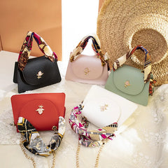 Candy Women Mini Crossbody Bag Scarf Handle Bag Handbags Hollow Mobile Phone Sma