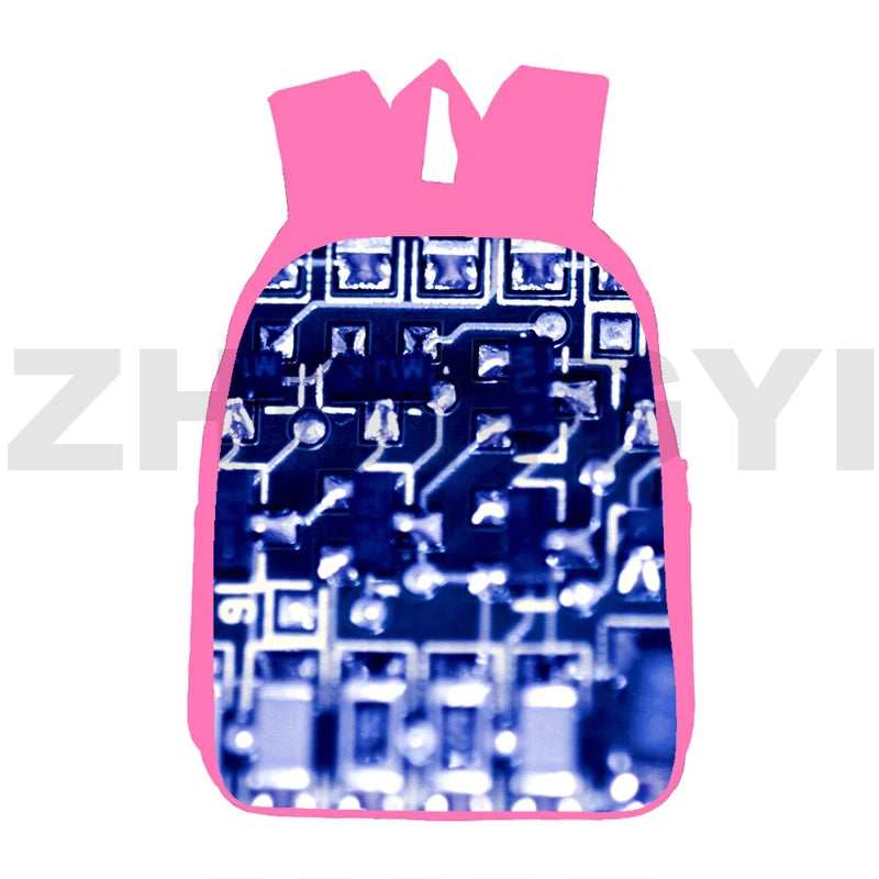 Canvas Circuit Board Backpack 12/16 Inch 3D Chip Men Street Travel Bag