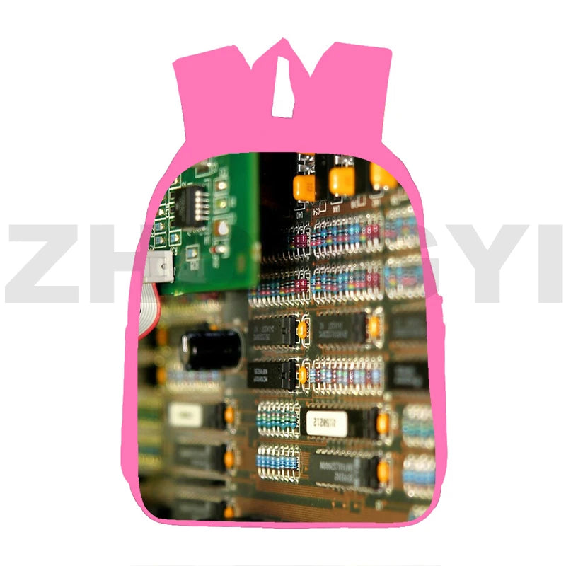 Canvas Circuit Board Backpack 12/16 Inch 3D Chip Men Street Travel Bag
