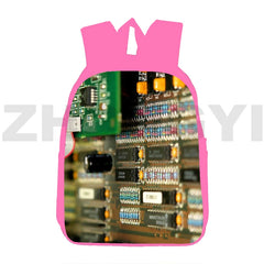 Canvas Circuit Board Backpack 12/16 Inch 3D Chip Men Street Travel Bag