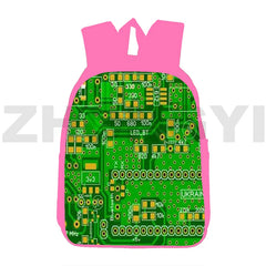 Canvas Circuit Board Backpack 12/16 Inch 3D Chip Men Street Travel Bag